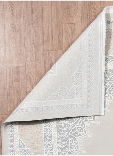 80x300cm Soft Textured Classic Two-Tone Carpet, Machine-Woven Beige &amp; Grey Rug Vavien 1374