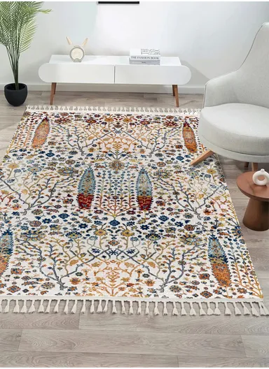 80x300cm Vintage Multicolored Dust-Proof Carpet, Machine-Woven Synthetic Rug Antique AN005