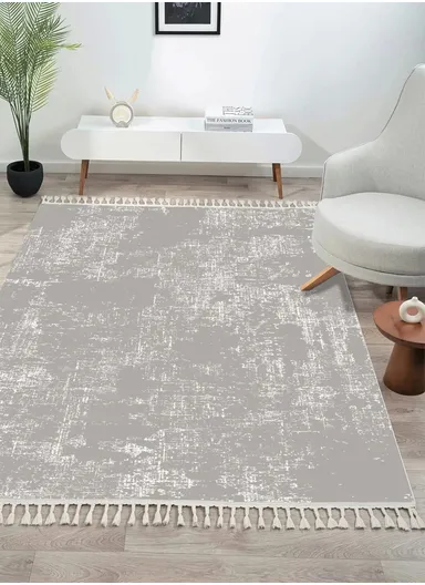 100x300cm Grey Dust-Proof Flatweave Carpet, Machine-Woven Polyester Rug Antique AN007
