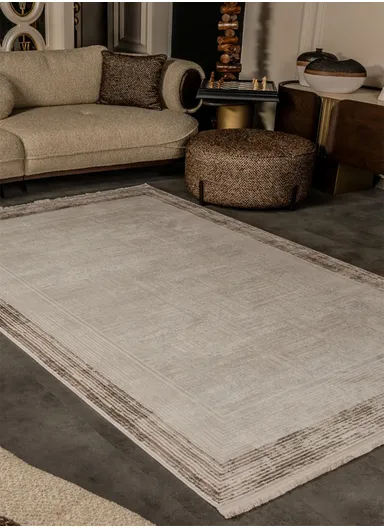 150x230cm Durable Area Rug Soft Polypropylene &amp; Polyester Blend with Non-Slip Cotton Backing Cunda CN001