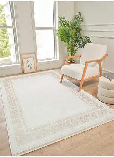 150x230cm Beige Elegant Long-Lasting Living Room Rug Cunda CN005