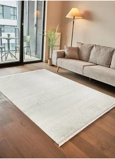 150x230cm Neutral Beige Decorative Rug Soft Pile with Intricate Woven Detail Cunda CN020