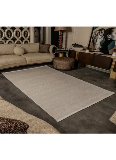 150x230cm Neutral Beige Decorative Rug Soft Pile with Intricate Woven Detail Cunda CN020