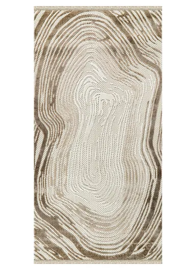 80x150cm Elegant Cream Runner Rug, Machine-Woven Durable Carpet for Living Room &amp; Entryway Amorf AR001