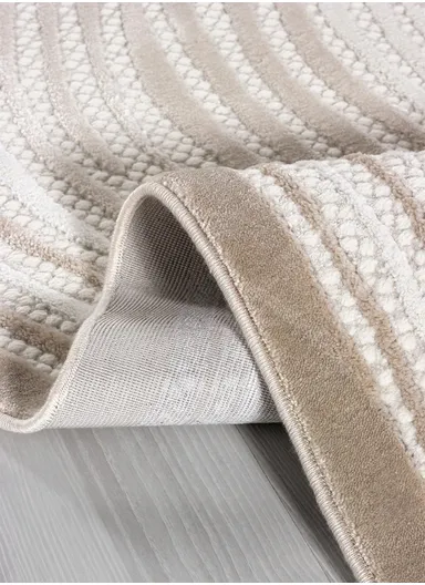 80x300cm Elegant Cream Runner Rug, Machine-Woven Durable Carpet for Living Room &amp; Entryway Amorf AR001