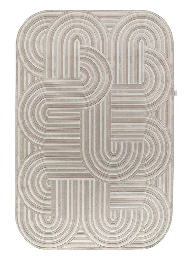 200x290cm Geometric Cream Runner Rug, Machine-Woven Soft Textured Carpet Amorf AR005