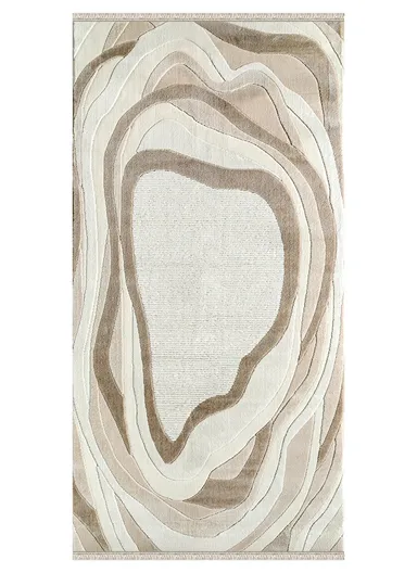 100x300cm Contemporary Cream Rug with Unique Shape &amp; Soft Surface for Living Spaces Amorf AR006