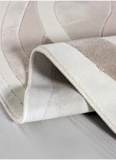 100x300cm Contemporary Cream Rug with Unique Shape &amp; Soft Surface for Living Spaces Amorf AR006