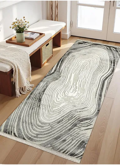 100x200cm Modern Black &amp; Grey Abstract Shape Living Room Runner Carpet Amorf AR007