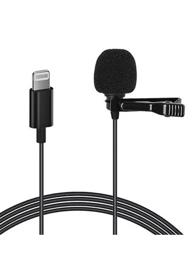Lavalier Microphone Clip-On Lapel for Lighting Microphone Interface Device for iPhone Recording CLM304