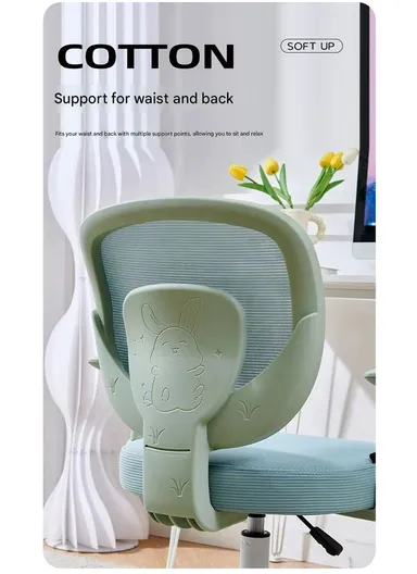 2 Pcs Compact Breathable Ergonomic Chair, Mesh Swivel Kids Chair with Wheels 968 (W65 x D56 x H92)cm - Blue