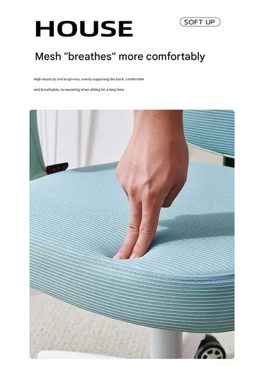 2 Pcs Compact Breathable Ergonomic Chair, Mesh Swivel Kids Chair with Wheels 968 (W65 x D56 x H92)cm - Blue