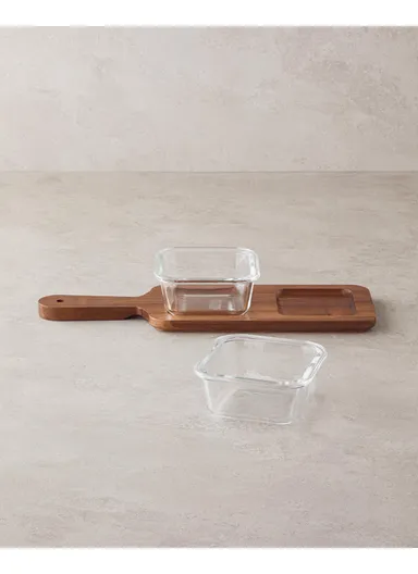 Artistry Acacia-Glass 3 Piece Presentation 36x11x6 cm Brown