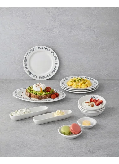 Bon Appetit Porcelain Breakfast Set 12 Pieces for 4 People Black