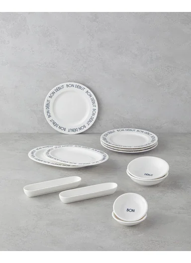 Bon Appetit Porcelain Breakfast Set 12 Pieces for 4 People Black