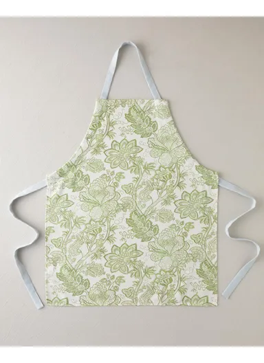 Greenery Cotton Polyester Kitchen Apron 65x75 cm White - Green