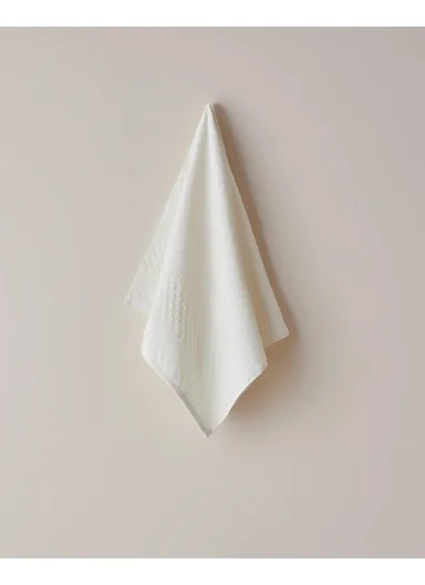 Border Check 100% Cotton Face Towel 50x80 cm Ivory