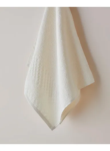 Border Check 100% Cotton Face Towel 50x80 cm Ivory