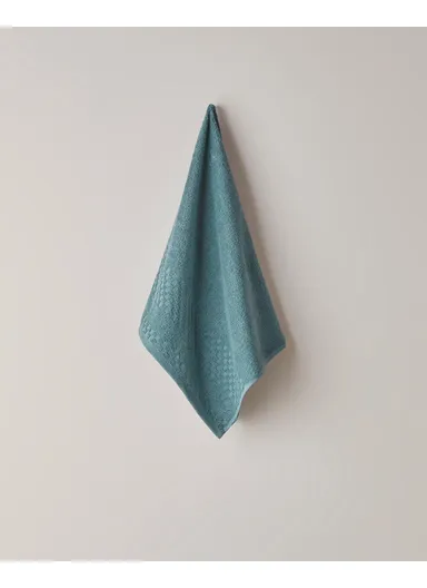 Border Check 100% Cotton Face Towel 50x80 cm Petrol