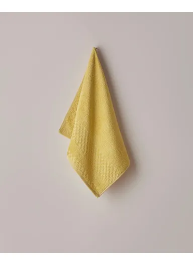 Border Check 100% Cotton Face Towel 50x80 cm Yellow