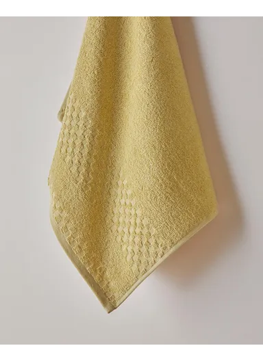 Border Check 100% Cotton Face Towel 50x80 cm Yellow
