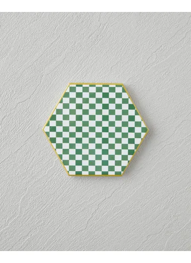 Dalmata Ceramic Coaster 10.8x0.8 cm White - Green