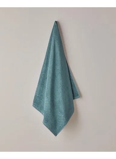 Border Check 100% Cotton Bath Towel 70x140 cm Petrol