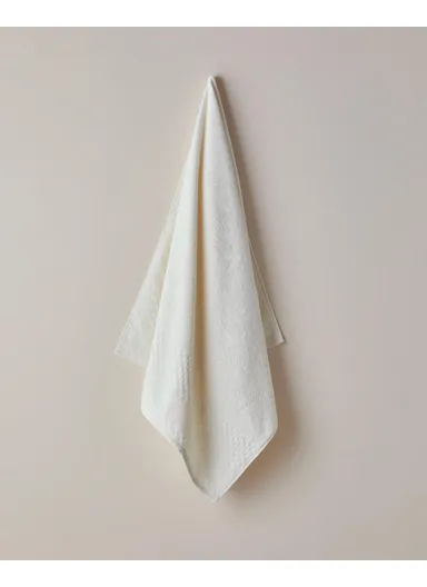 Border Check 100% Cotton Bath Towel 70x140 cm Ivory