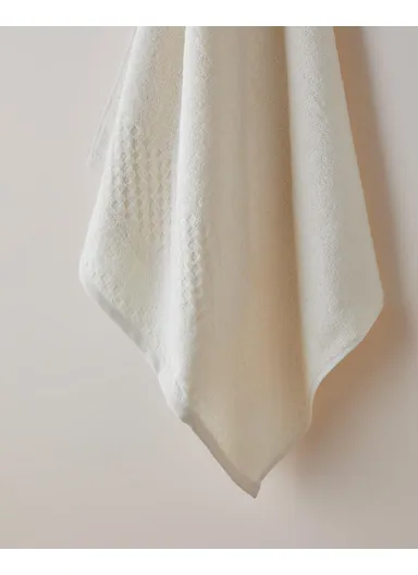 Border Check 100% Cotton Bath Towel 70x140 cm Ivory