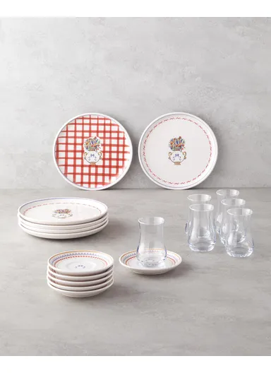 Clara Ceramic Cake Set 18 Pieces for 6 People Colorful