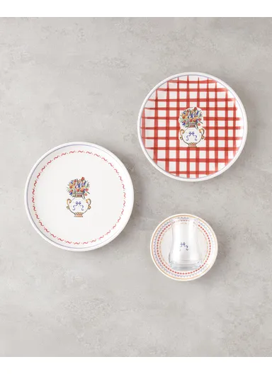 Clara Ceramic Cake Set 18 Pieces for 6 People Colorful