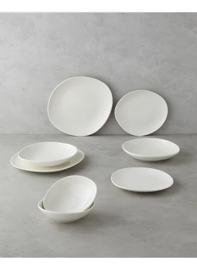 Shape Porcelain Dinner Set 8 Pieces for 2 People White