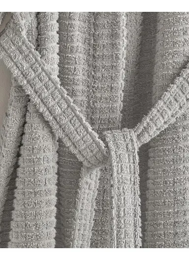 Chequer Cotton Bathrobe L-XL Gray