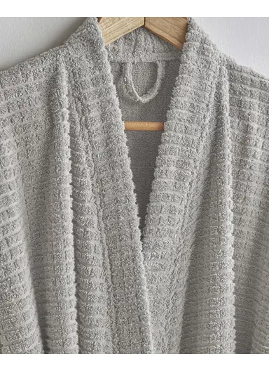 Chequer Cotton Bathrobe L-XL Gray