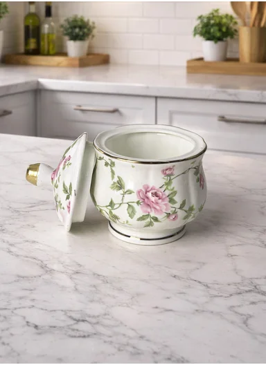 MultiPurpose Elegant Rose Design Bowl With Lid (D8 x H11)cm