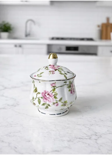 MultiPurpose Elegant Rose Design Bowl With Lid (D8 x H11)cm