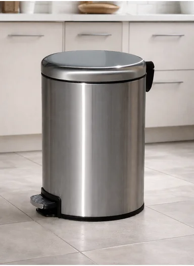 12L Light Luxury Stainless Steel Pedal Garbage Bin With Soft-Close Lid G74-Q5 – Silver