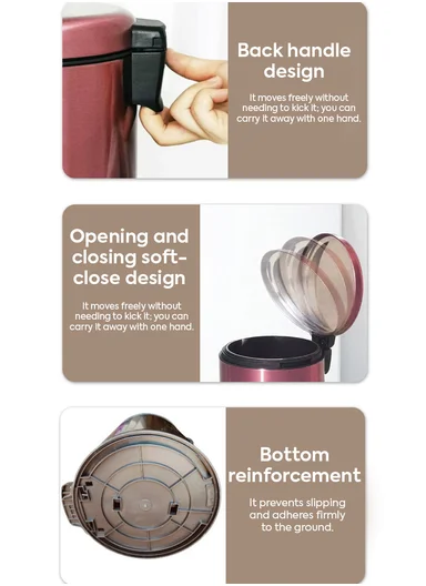 12L Light Luxury Stainless Steel Pedal Garbage Bin With Soft-Close Lid G74-Q5 – Silver