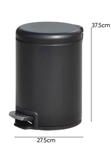 12L Light Luxury Stainless Steel Pedal Garbage Bin With Soft-Close Lid G74-Q5 – Black
