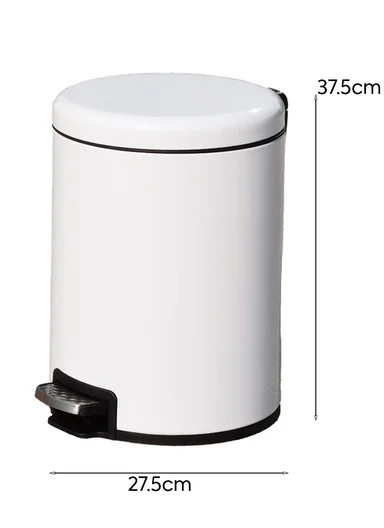 12L Light Luxury Stainless Steel Pedal Garbage Bin With Soft-Close Lid G74-Q5 – White