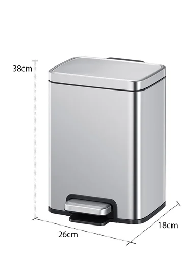 12L Stainless Steel Trash Bin With Foot Pedal (W26 x D18 x H38)cm G74-A7 - Silver