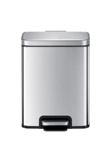 12L Stainless Steel Trash Bin With Foot Pedal (W26 x D18 x H38)cm G74-A7 - Silver