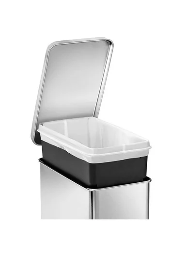 8L Luxury Stainless Steel Trash Bin With Foot Pedal (W22 x D14 x H36)cm G74-H9-8 - Silver