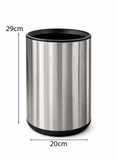 9L Light Luxury Open-Top Stainless Steel Garbage Bin (D20 x H29)cm G74-Q7-H - Silver