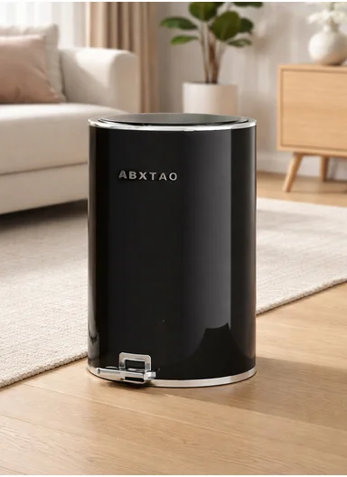 15L Modern Stainless Steel Pedal Trash Bin With Inner Bucket GK-003 - Black