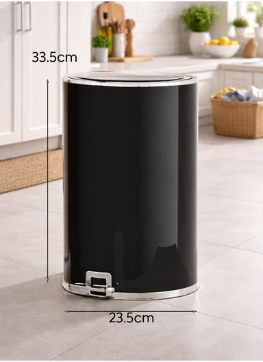 15L Modern Stainless Steel Pedal Trash Bin With Inner Bucket GK-003 - Black