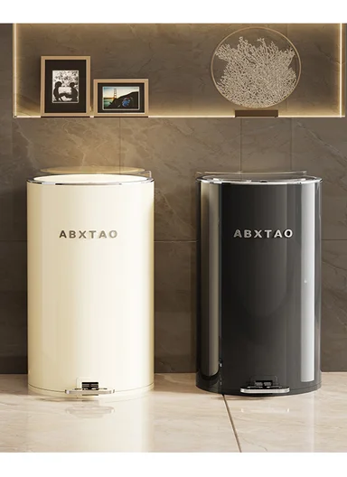 15L Modern Stainless Steel Pedal Trash Bin With Inner Bucket GK-003 - Beige