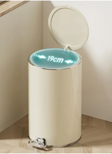 15L Modern Stainless Steel Pedal Trash Bin With Inner Bucket GK-003 - Beige