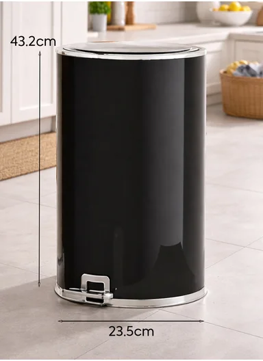 20L Modern Stainless Steel Pedal Trash Bin With Inner Bucket GK-003 - Black