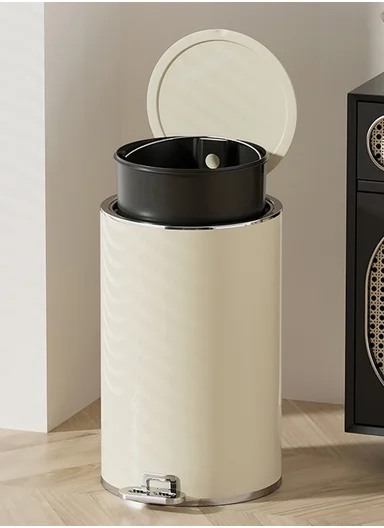 20L Modern Stainless Steel Pedal Trash Bin With Inner Bucket GK-003 - Black